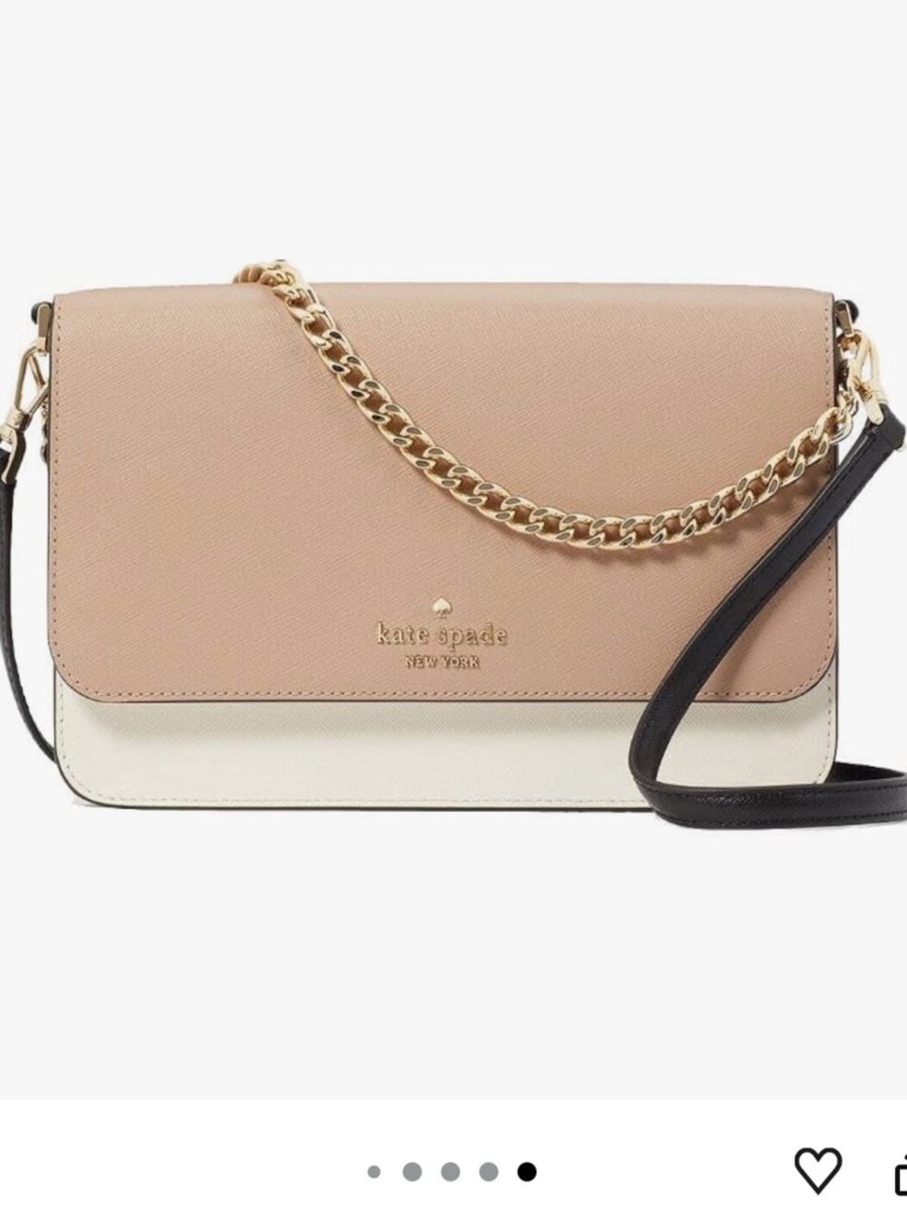 Kate Spade Carson Colorblock Convertible Crossbody Bag - Tan/White/Black NWOT